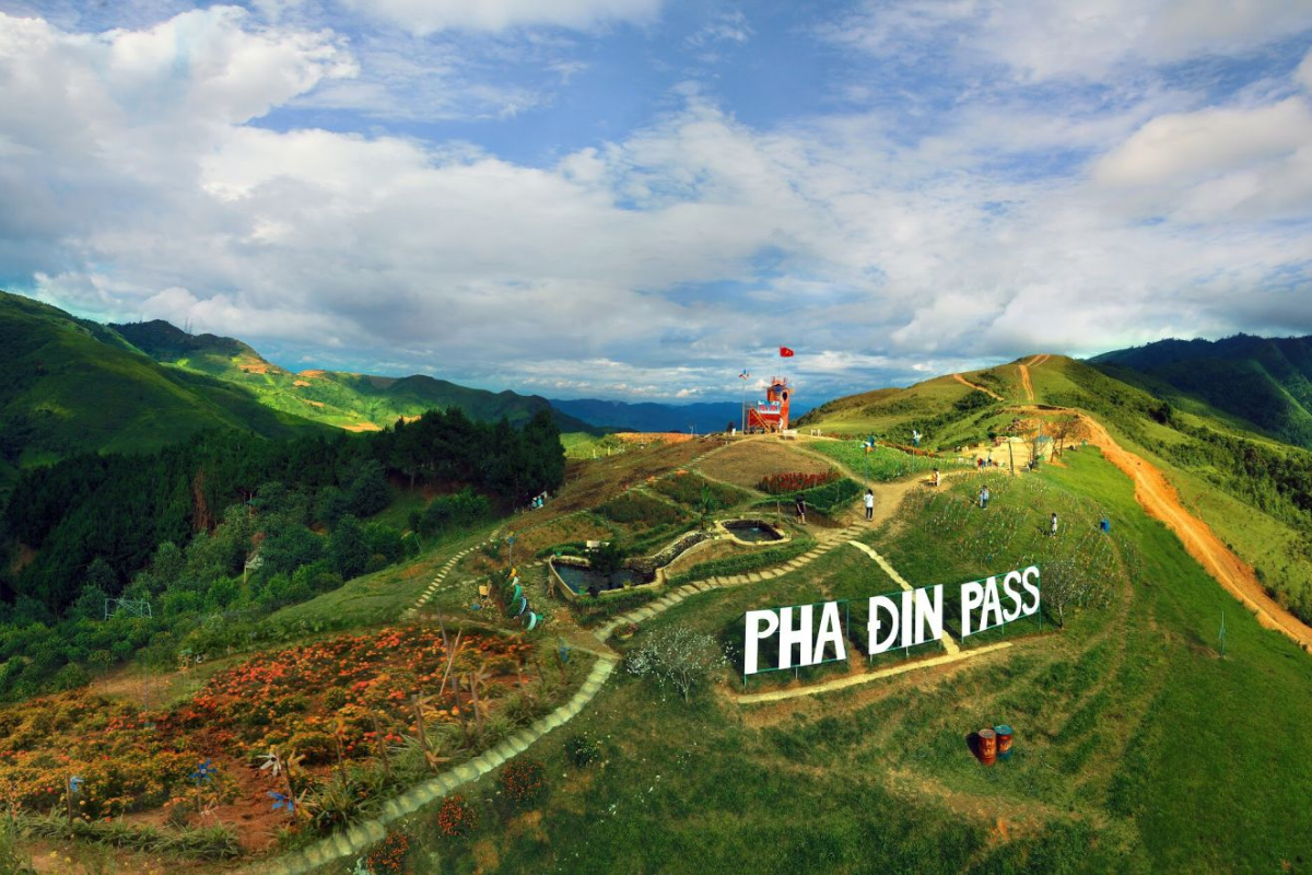 Winding road through the clouds at Pha Din Pass, Dien Bien Province